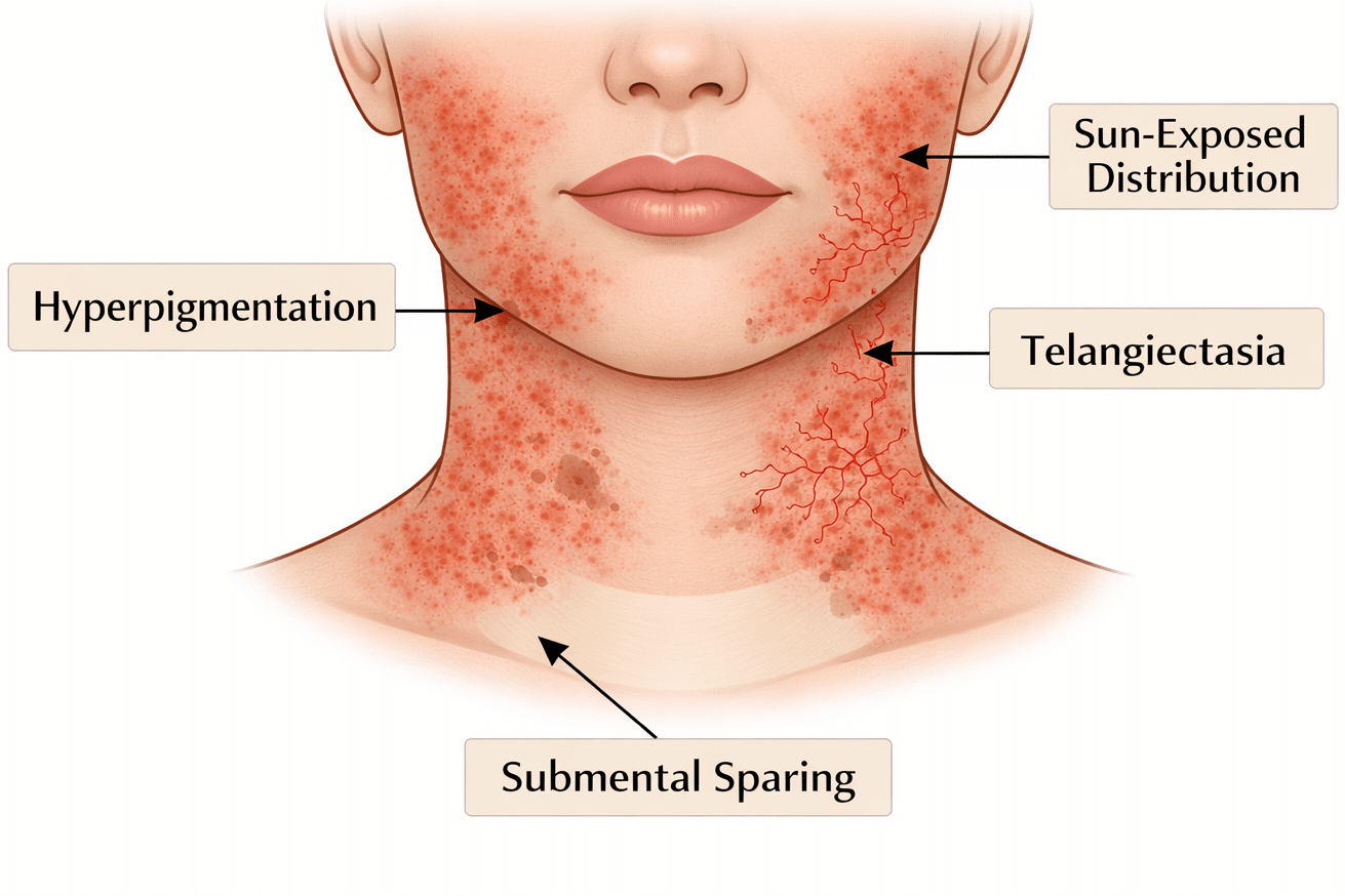 medical illustration of Poikiloderma of Civatte